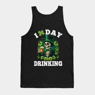 St Patricks Day I Love Day Drinking Funny Skeleton Beer Love Tank Top